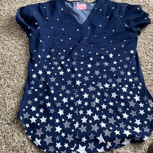 Navy scrub top with white stars